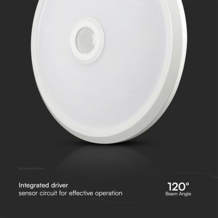 LED Stropní svítidlo se senzorem SAMSUNG CHIP LED/12W/230V 3000/4000/6000K pr. 29 cm bílá