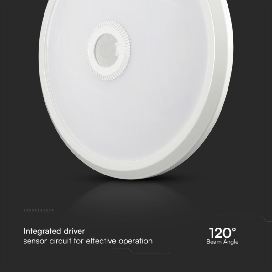 LED Stropní svítidlo se senzorem SAMSUNG CHIP LED/12W/230V 3000/4000/6000K pr. 29 cm bílá