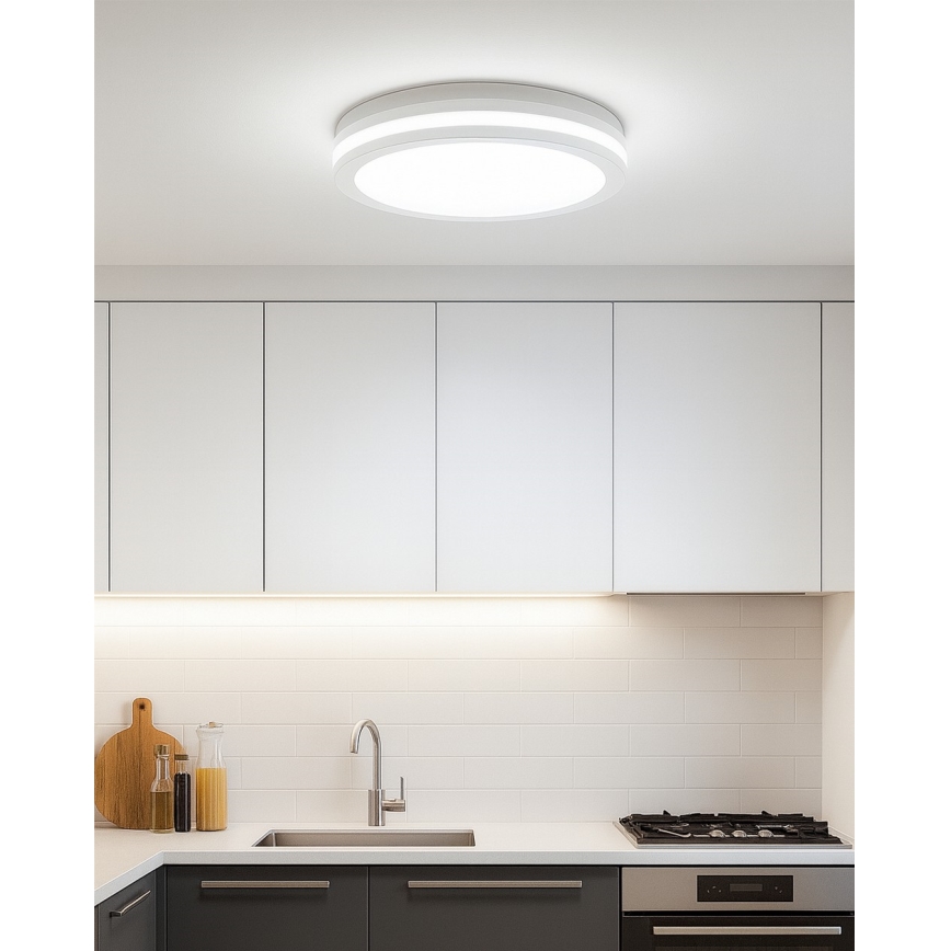 LED Koupelnové stropní svítidlo se senzorem pohybu LED/20W/230V 3000/4000/6500K pr. 23 cm IP54 bílá