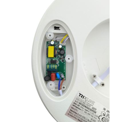 LED Koupelnové stropní svítidlo se senzorem pohybu LED/20W/230V 3000/4000/6500K pr. 23 cm IP54 bílá
