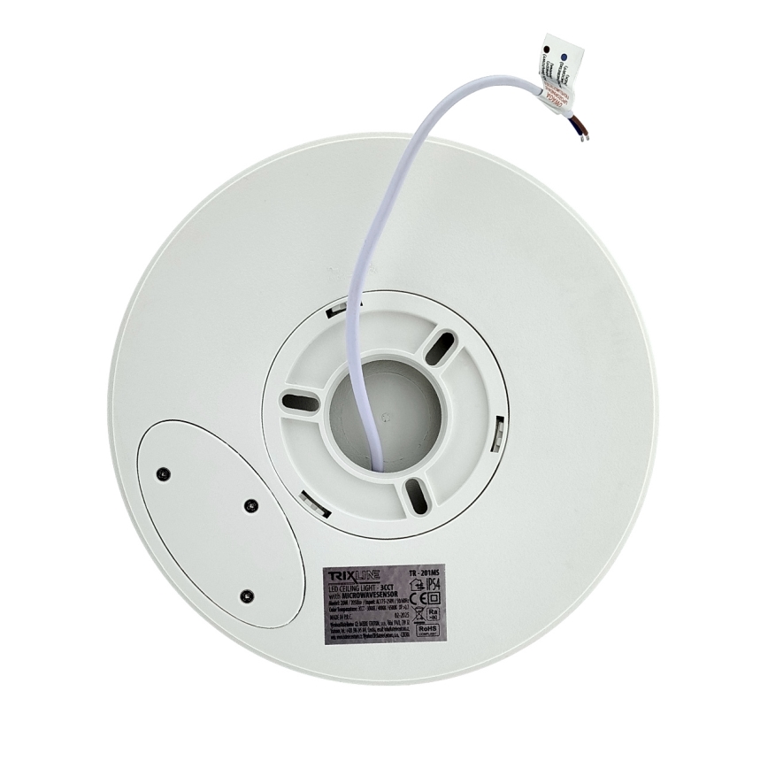 LED Stropní svítidlo se senzorem pohybu LED/20W/230V 3000/4000/6500K pr. 230 cm IP54 šedá