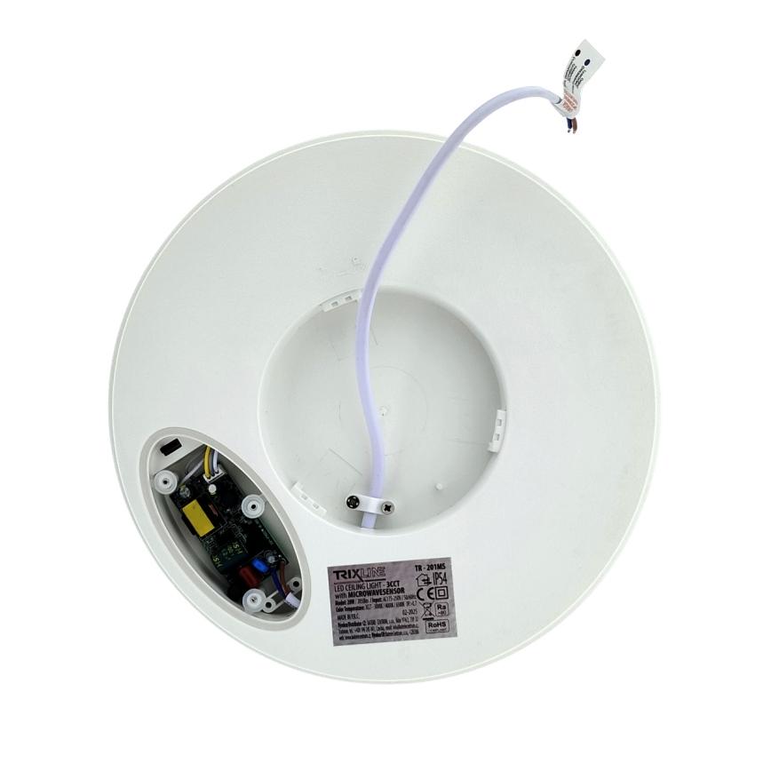 LED Stropní svítidlo se senzorem pohybu LED/20W/230V 3000/4000/6500K pr. 230 cm IP54 šedá