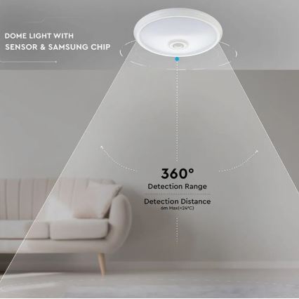 LED Stropní svítidlo se senzorem SAMSUNG CHIP LED/12W/230V 4000K pr. 29 cm