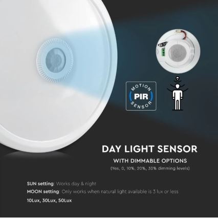 LED Stropní svítidlo se senzorem SAMSUNG CHIP LED/12W/230V 4000K pr. 29 cm