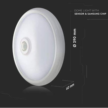 LED Stropní svítidlo se senzorem SAMSUNG CHIP LED/12W/230V 4000K pr. 29 cm