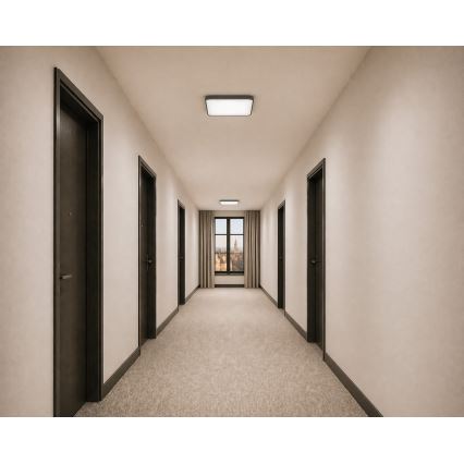 LED Stropní svítidlo se senzorem pohybu a soumraku WILTON LED/24W/230V 4000K 33x33 cm antracit