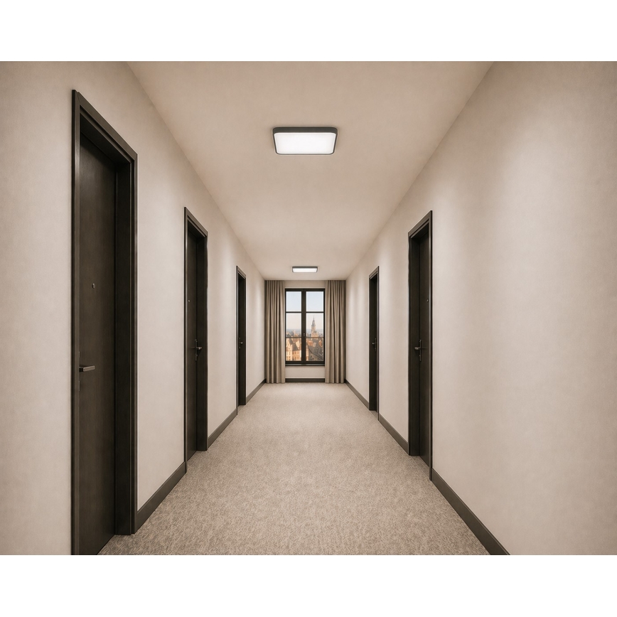 LED Stropní svítidlo se senzorem pohybu a soumraku WILTON LED/24W/230V 4000K 33x33 cm antracit