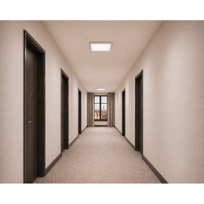 LED Stropní svítidlo se senzorem pohybu a soumraku WILTON LED/24W/230V 4000K 33x33 cm bílá