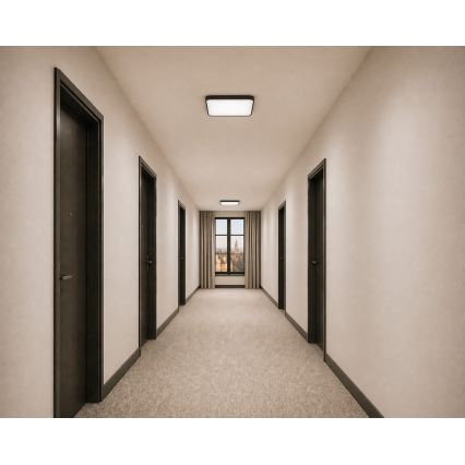 LED Stropní svítidlo se senzorem pohybu a soumraku WILTON LED/24W/230V 4000K 33x33 cm černá