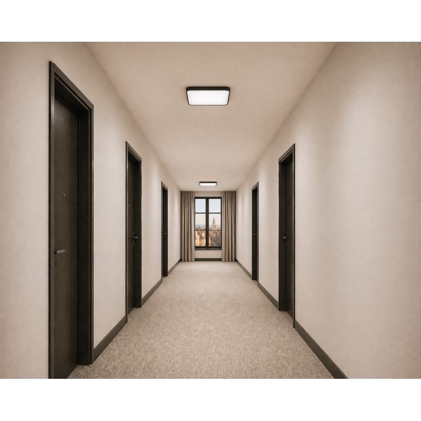 LED Stropní svítidlo se senzorem pohybu a soumraku WILTON LED/24W/230V 4000K 33x33 cm černá