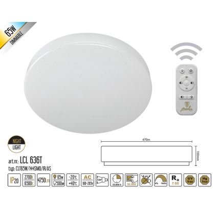 Nedes LCL 636T - LED Stropní stmívatelné svítidlo STARS LED/65W/230V