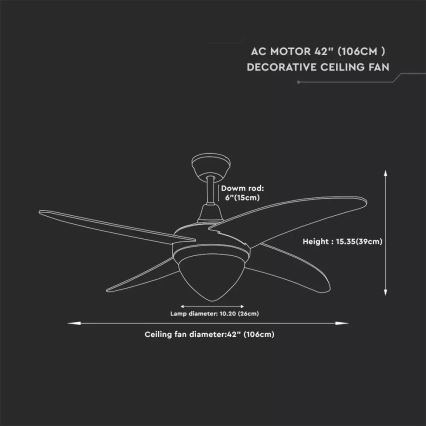 LED Stropní ventilátor LED/15W/230V 3000K/4000K/6400K + dálkové ovládání