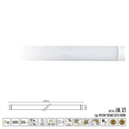 Nedes LNL121 - LED Technické svítidlo LINEA LED/9W IP40