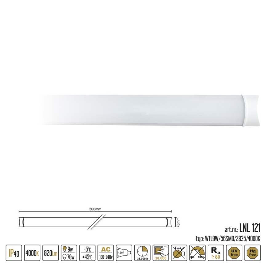 Nedes LNL121 - LED Technické svítidlo LINEA LED/9W IP40