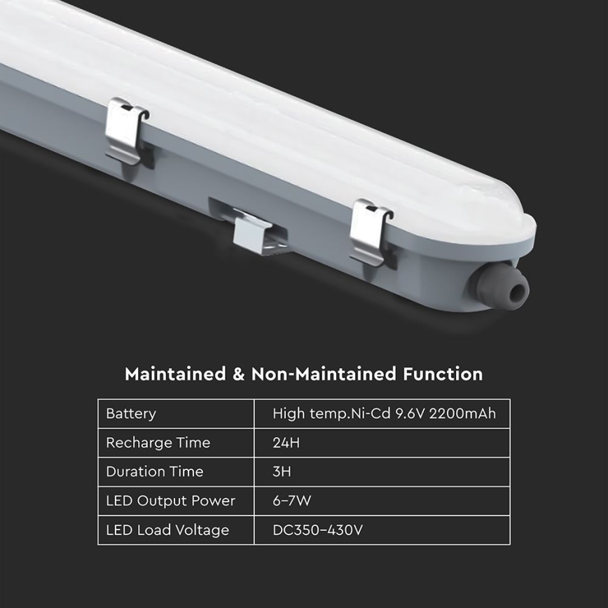 LED Technické zářivkové svítidlo s nouzovým modulem LED/36W/230V 6500K IP65 2200 mAh 120 cm