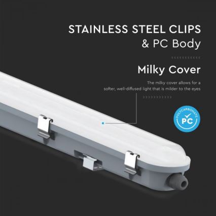 LED Technické zářivkové svítidlo s nouzovým modulem LED/48W/230V 6500K IP65 2200 mAh 150 cm