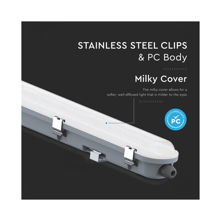 LED Technické zářivkové svítidlo s nouzovým modulem LED/48W/230V 6500K IP65 2200 mAh 150 cm