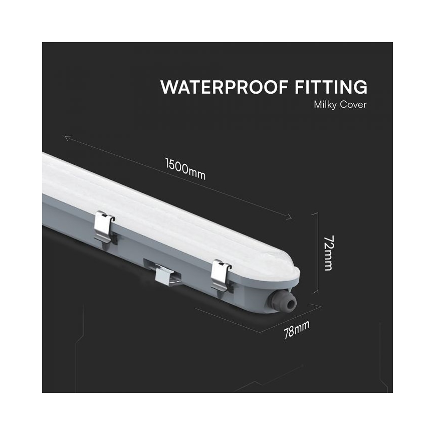 LED Technické zářivkové svítidlo s nouzovým modulem LED/48W/230V 6500K IP65 2200 mAh 150 cm