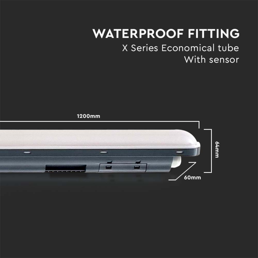 LED Technické zářivkové svítidlo se senzorem  X-SERIES LED/36W/230V 6500K 120 cm IP65