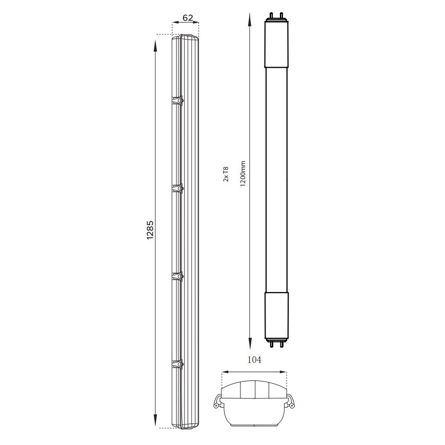 LED Technické zářivkové svítidlo T8 2xG13/18W/230V 4000K IP65
