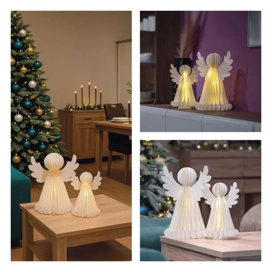 LED Vánoční dekorace 20xLED/6xAA andělé