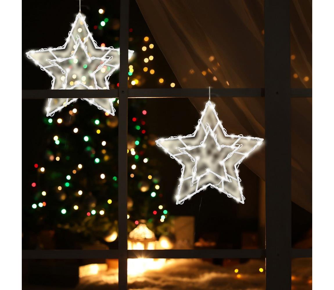 FK technics LED Vánoční dekorace do okna 35xLED/3xAA teplá bílá FK0240