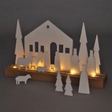 LED Vánoční dekorace LED/2xAAA vesnička dřevo