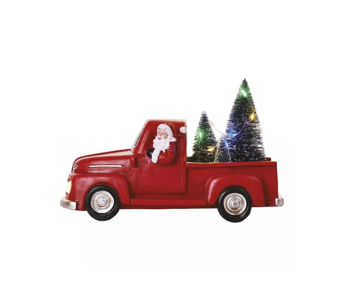 DCLW09 LED dekorace – Santa v autě s vánočními stromky, 10 cm, 3x AA, vnitřní, multicolor