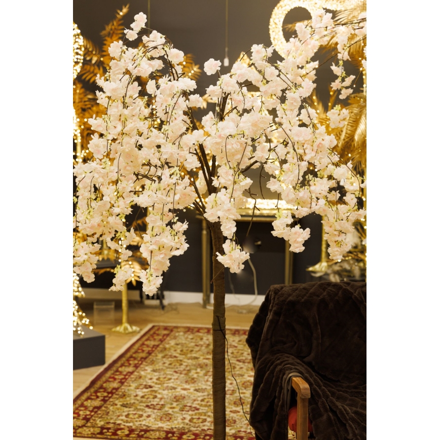 LED Vánoční dekorativní umělý strom CHERRY TREE 84xLED/230V 1,7 m třešeň