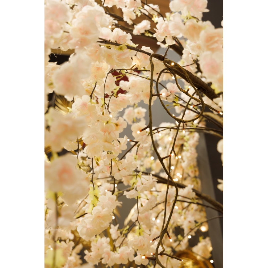 LED Vánoční dekorativní umělý strom CHERRY TREE 84xLED/230V 1,7 m třešeň