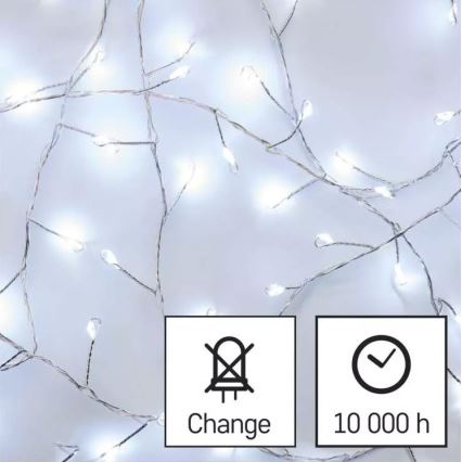 LED Vánoční řetěz 100xLED/3xAA 2,7 m studená bílá