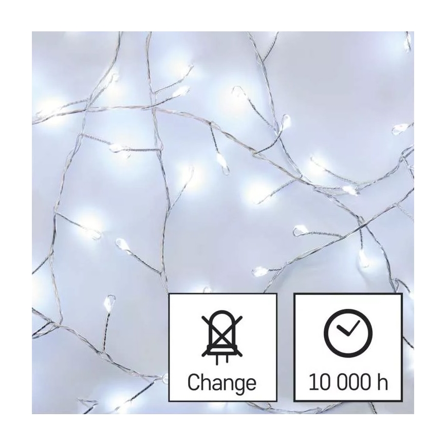 LED Vánoční řetěz 100xLED/3xAA 2,7 m studená bílá