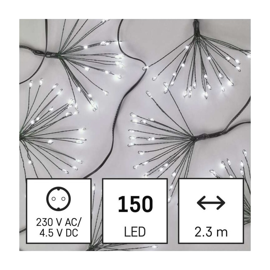 LED Vánoční řetěz 150xLED/5,35m studená bílá