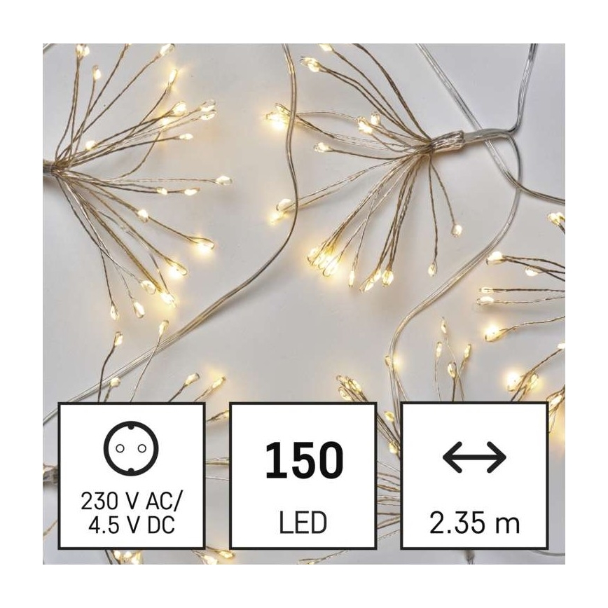 LED Vánoční řetěz 150xLED/5,35m teplá bílá