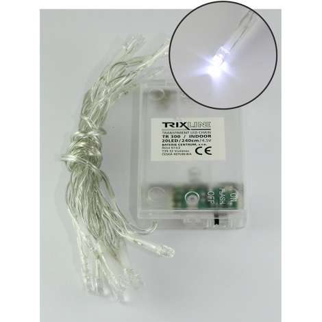LED Vánoční řetěz 20xLED/2 funkce 2,4m studená bílá