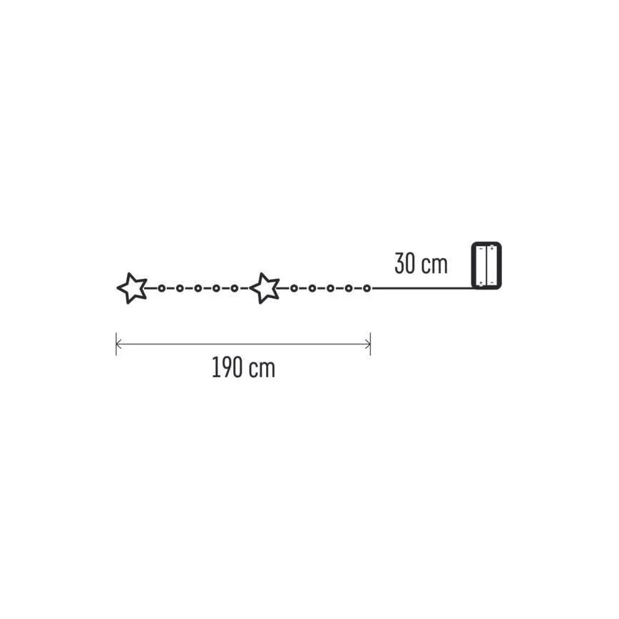 LED Vánoční řetěz 20xLED/2xAA 2,2 m teplá bílá