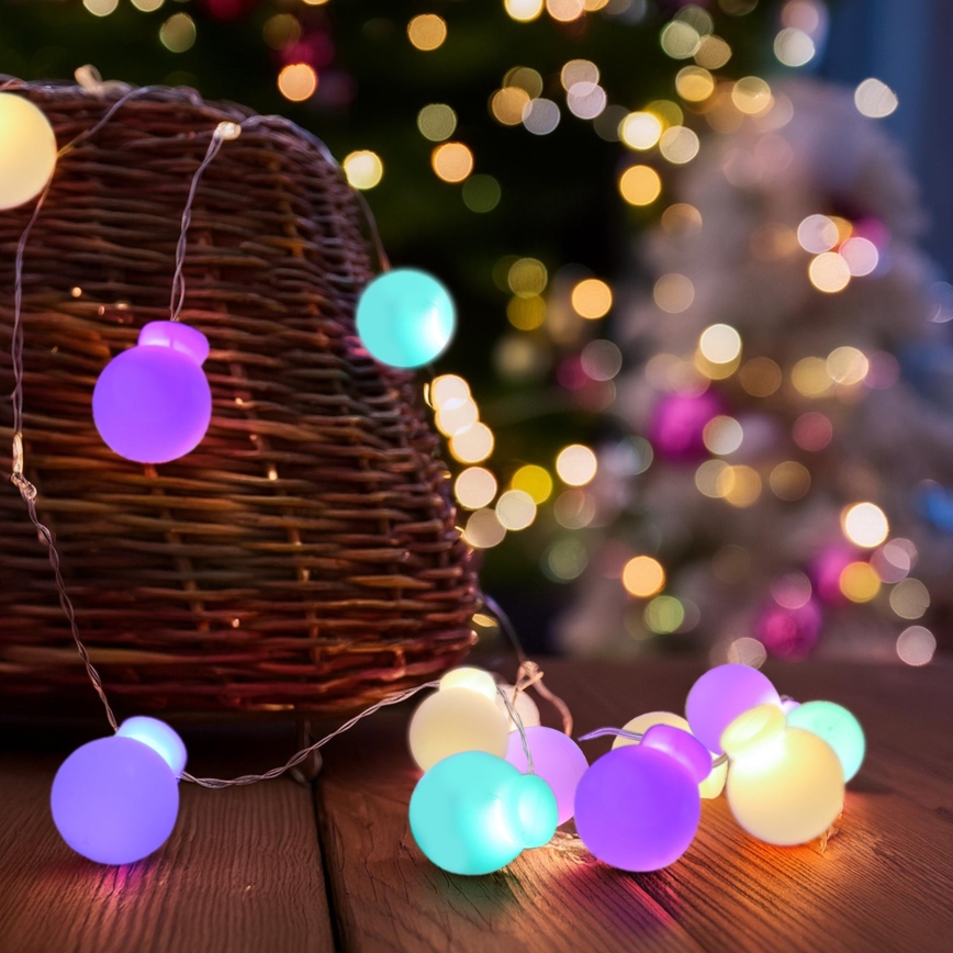 LED Vánoční řetěz 20xLED/2xAA 2,3 m multicolor