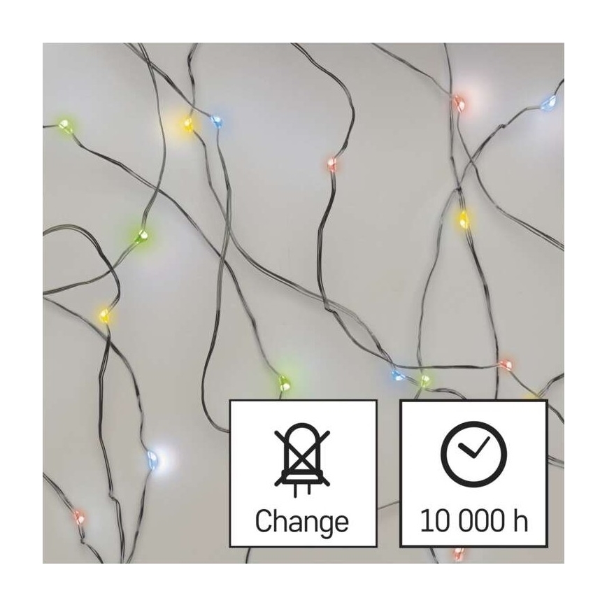 LED Vánoční řetěz 20xLED/2xAA 2,4m multicolor