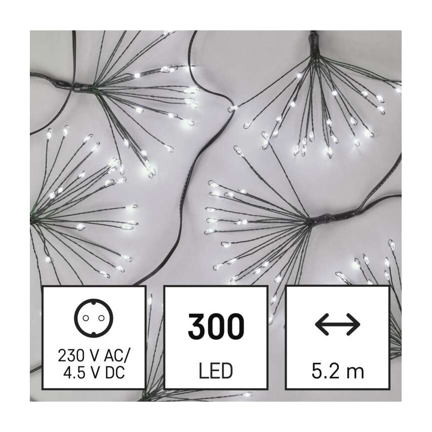 LED Vánoční řetěz 300xLED/8,2m studená bílá