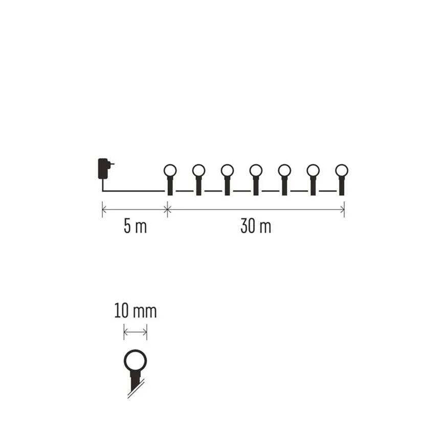 LED Vánoční řetěz 300xLED/8 funkcí 35m IP44 teplá bílá