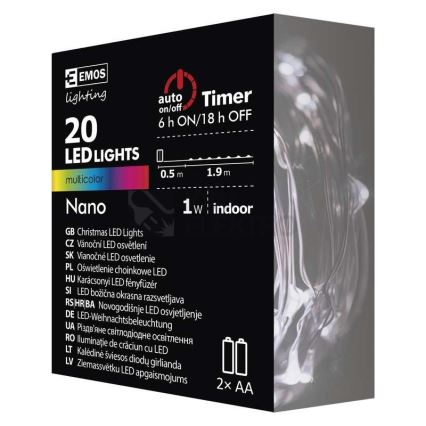 LED Vánoční řetěz NANO 20xLED 2,4m multicolor