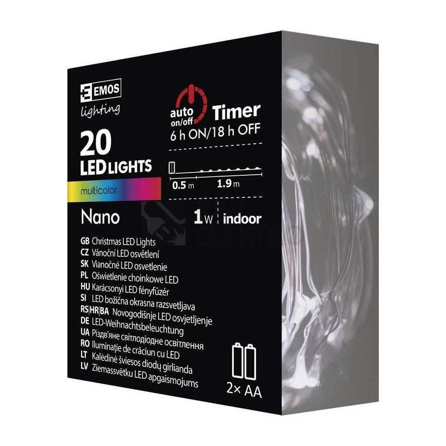 LED Vánoční řetěz NANO 20xLED 2,4m multicolor