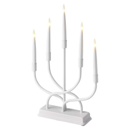 LED Vánoční svícen 5xLED/2xAA bílá