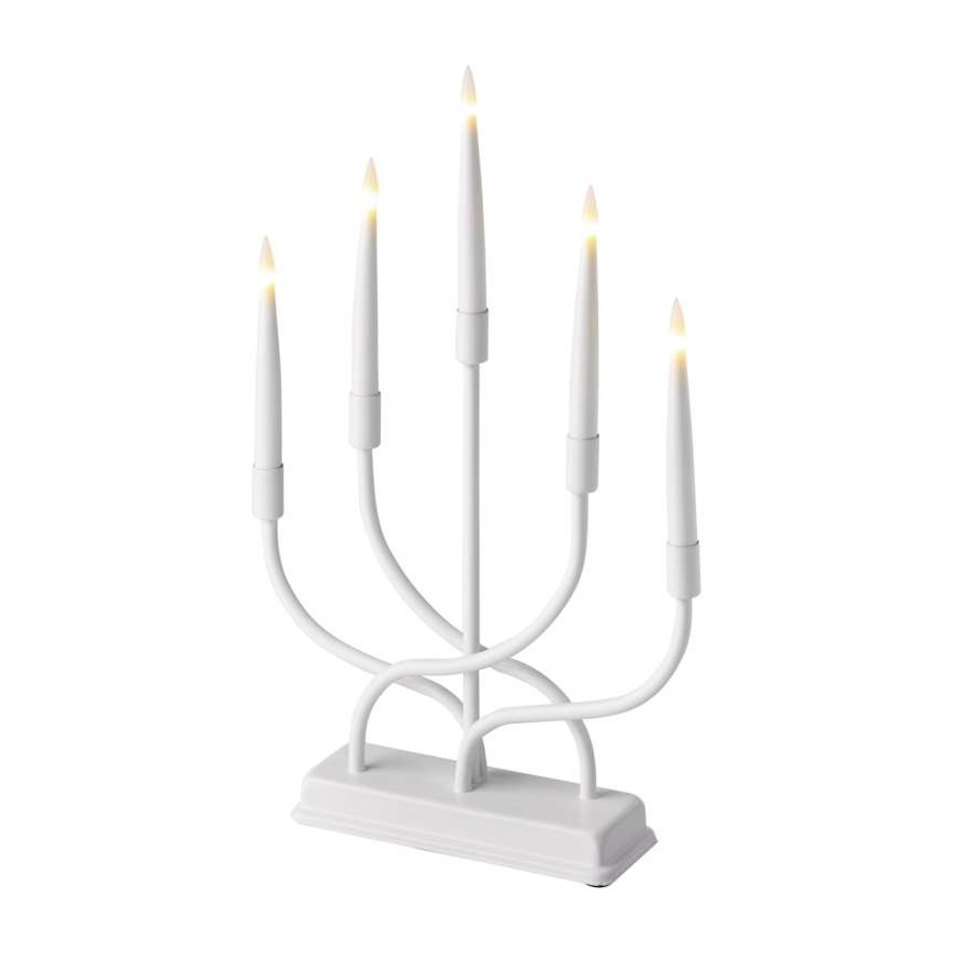 LED Vánoční svícen 5xLED/2xAA bílá