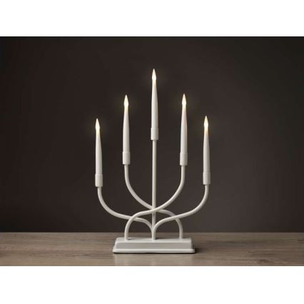 LED Vánoční svícen 5xLED/2xAA bílá