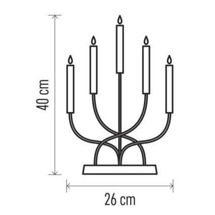 LED Vánoční svícen 5xLED/2xAA bílá