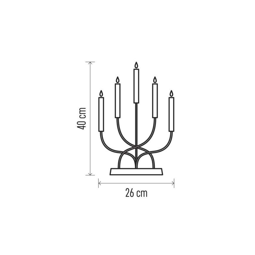 LED Vánoční svícen 5xLED/2xAA bílá