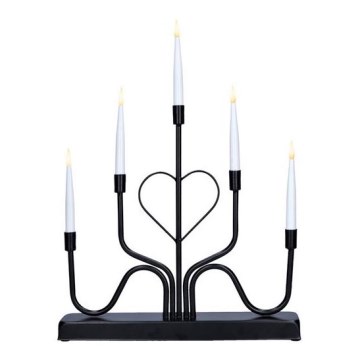 LED Vánoční svícen 5xLED/2xAA teplá bílá