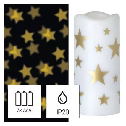 LED Vánoční svíčka LED/3xAAA hvězdy teplá bílá
