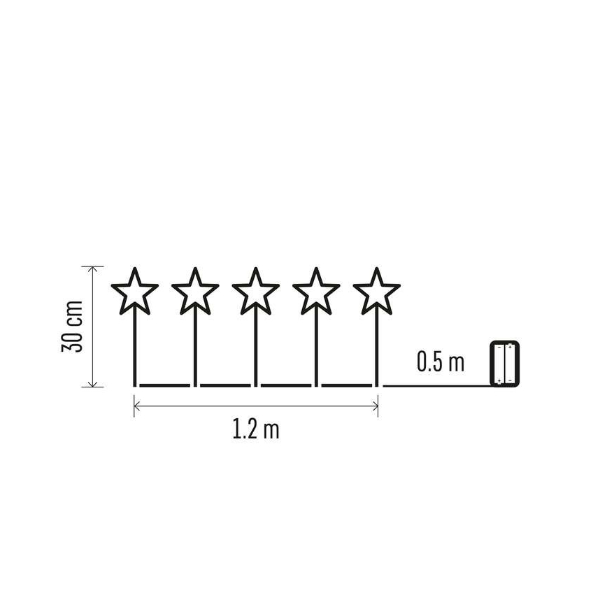 LED Vánoční venkovní dekorace 5xLED/3xAA IP44 hvězdy